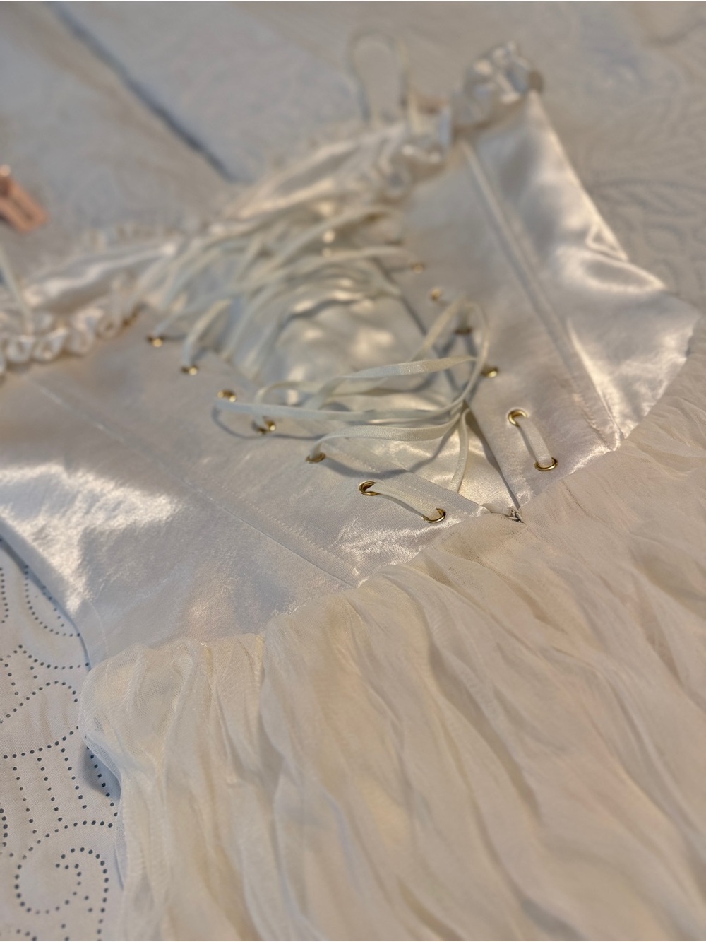 LaceMade Women’s Holy Confession corset dress Size Small Ivory White NEW - Picture 14 of 15